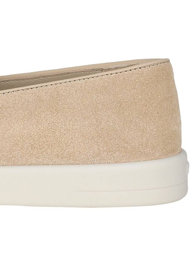 Triangle Logo Suede Leather Loafers Beige - PRADA - BALAAN 7