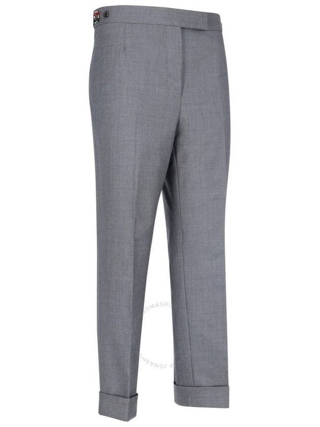 Tab Wool Turn-Up Straight Pants Grey - THOM BROWNE - BALAAN 4