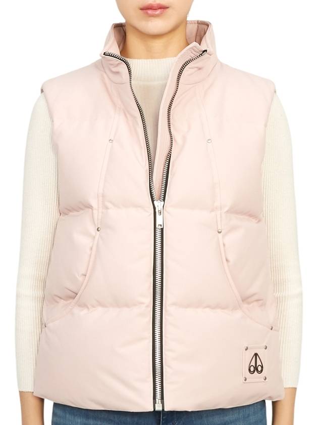 Women's Logo Patch Zipper Padded Vest Pink - MOOSE KNUCKLES - BALAAN 3