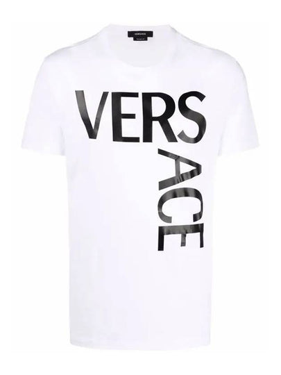 Men's Logo Print Short Sleeve T-Shirt White - VERSACE - BALAAN 2