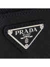 Saffiano Metal Triangle Logo Clutch Bag Black - PRADA - BALAAN.