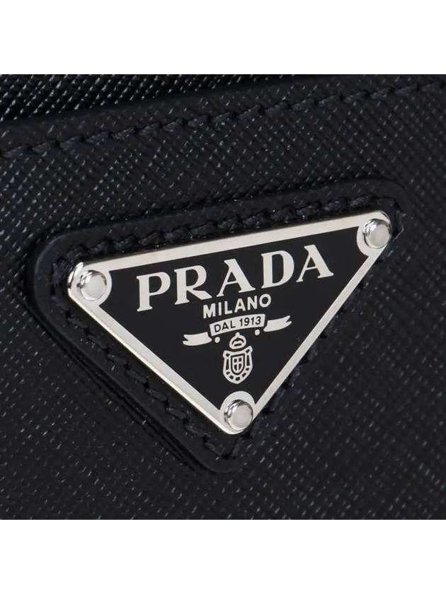 Saffiano Metal Triangle Logo Clutch Bag Black - PRADA - BALAAN.