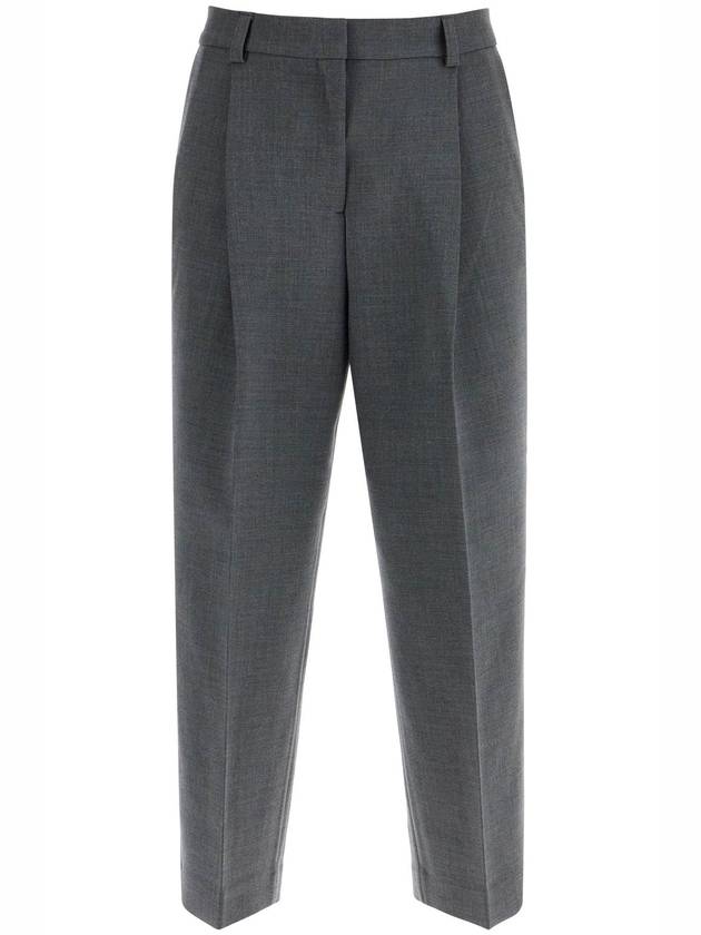 gray melange recycled fabric pleated trousers - TOTEME - BALAAN 1