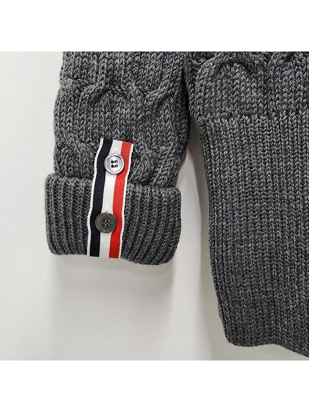 Merino Crisscross Cable Stitch Crewneck Knit Top Grey - THOM BROWNE - BALAAN 8