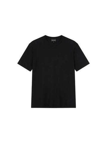 Men s Stretch Lyocell Ribbed T Shirt Black 271816 - EMPORIO ARMANI - BALAAN 1