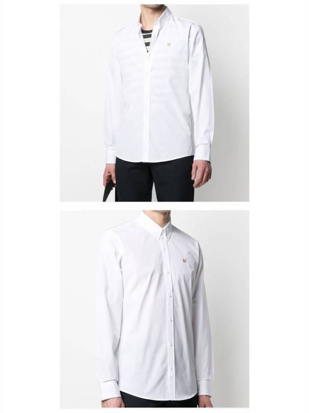 Men's Fox Head Classic Long Sleeve Shirt White - MAISON KITSUNE - BALAAN.