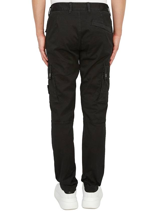 Garment Dyed Old Effect Stretch Broken Twill Cotton Cargo Pants Black - STONE ISLAND - BALAAN 5