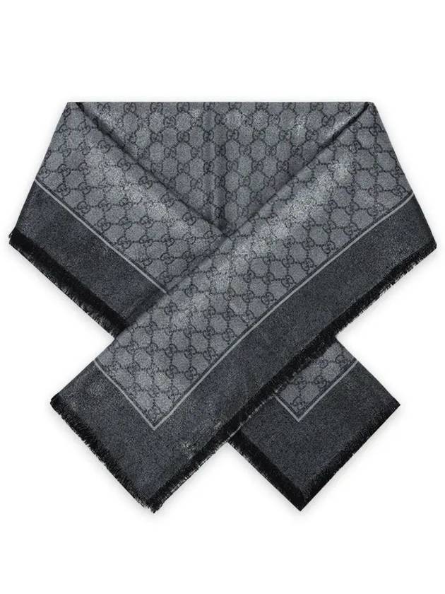 Shiny GG Wool Jacquard Muffler Grey Black - GUCCI - BALAAN 2