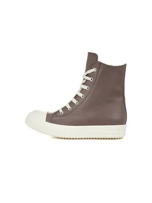 WOMEN leather high top sneakers warm gray 270273 - RICK OWENS - BALAAN 1