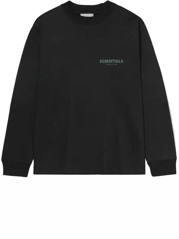 Fear of God Essentials FOG Logo Print Black Cotton Long Sleeve TShirt - FEAR OF GOD ESSENTIALS - BALAAN 1