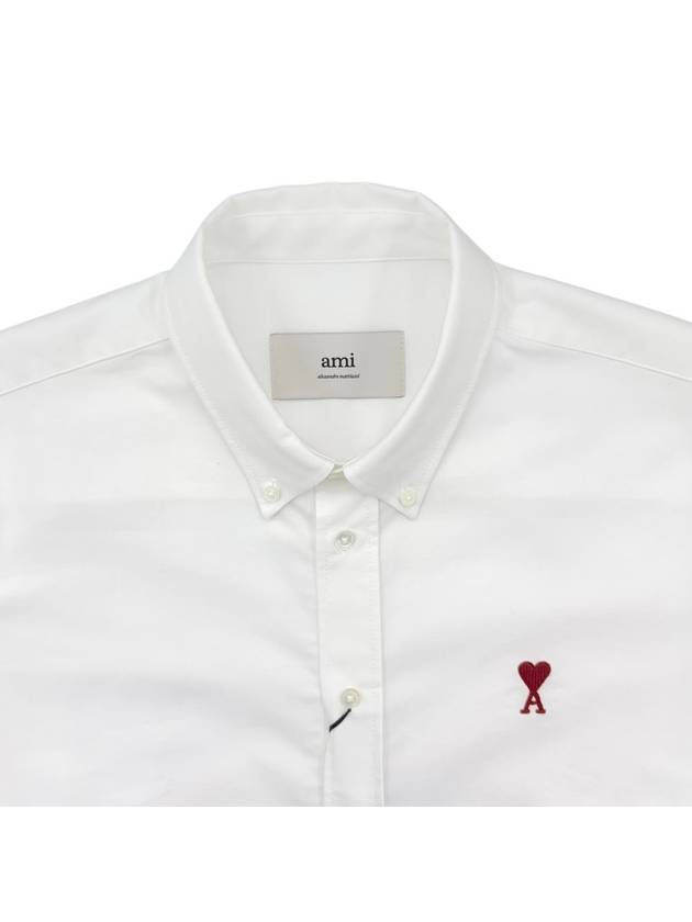 Heart Logo Oxford Shirt BFUSH063 168 - AMI - BALAAN 3