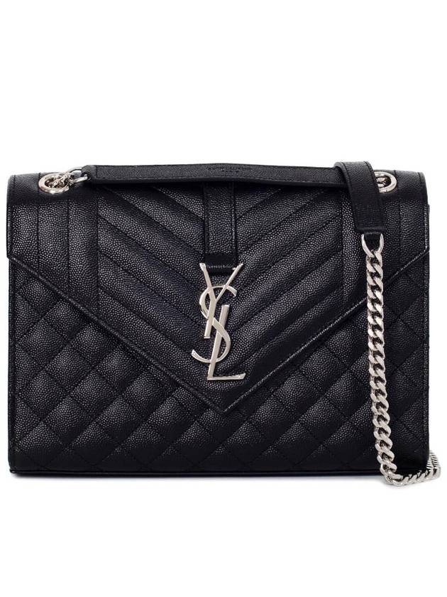 Envelope Medium Chain Bag in Mix Matelasse Grain De Poudre Embossed Leather Black - SAINT LAURENT - BALAAN 2