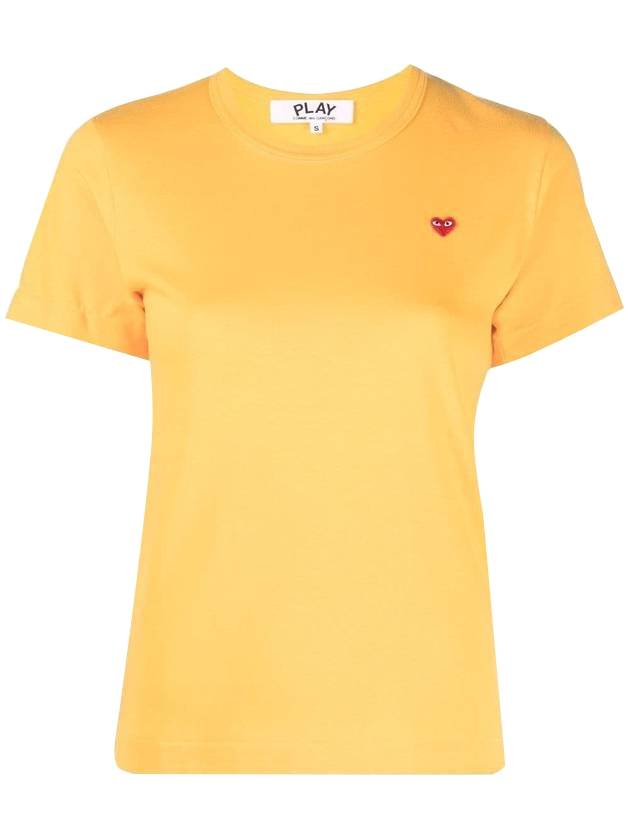 Women's Small Red Heart Logo Short Sleeve T-Shirt P1 T313 2 Yellow - COMME DES GARCONS PLAY - BALAAN 1