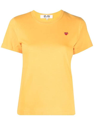 Women's Small Red Heart Logo Short Sleeve T-Shirt P1 T313 2 Yellow - COMME DES GARCONS PLAY - BALAAN 1