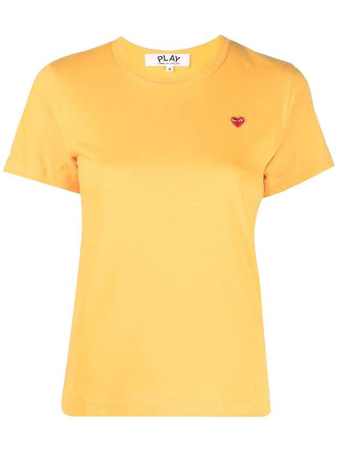 Women's Small Red Heart Logo Short Sleeve T-Shirt P1 T313 2 Yellow - COMME DES GARCONS PLAY - BALAAN 1