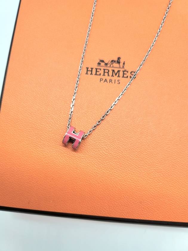 Mini PopAche Necklace Silver Chain Rose Tropic - HERMES - BALAAN 5