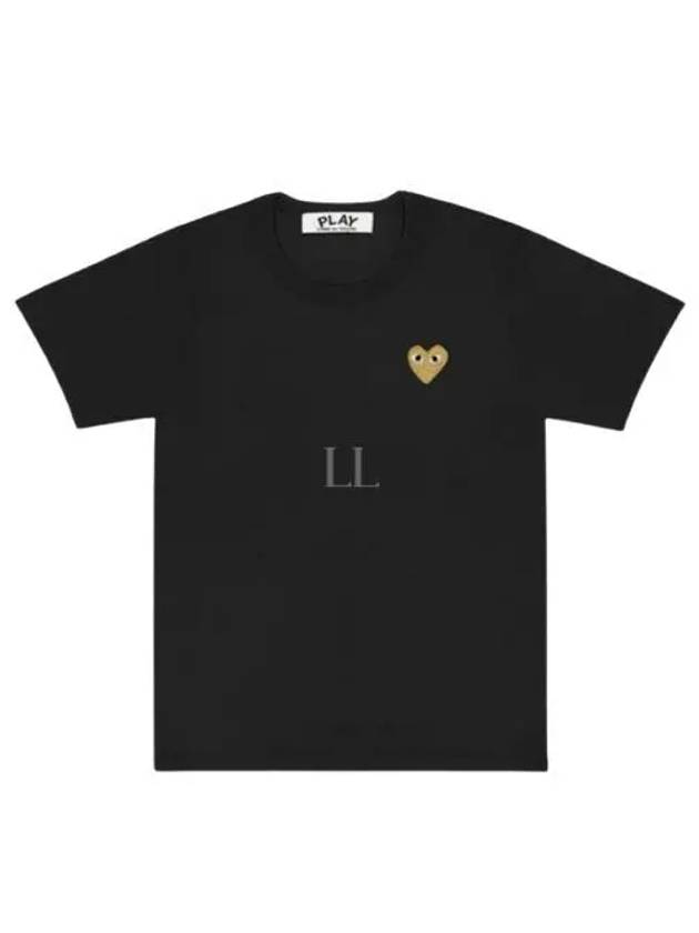 Small Gold Heart Wappen Short Sleeve T-Shirt Black P1 T216 1 - COMME DES GARCONS - BALAAN 2