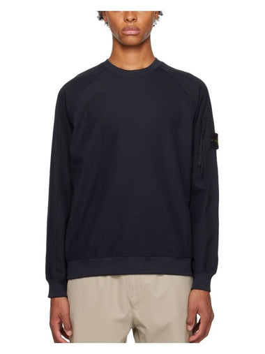 Crewneck Stretch Nylon Badge Sweatshirt Navy - STONE ISLAND - BALAAN 1