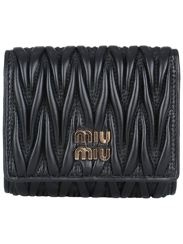 Matelasse Logo Nappa Leather Half Wallet Black - MIU MIU - BALAAN 2