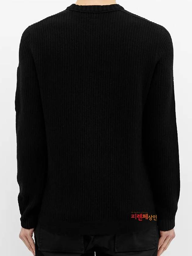 Lens Wappen Crew Neck Knit Top Black - CP COMPANY - BALAAN.