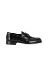 Men's Triangle Logo Leather Loafers Black - PRADA - BALAAN 1