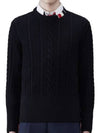 RWB Cable Wool Knit Top Navy - THOM BROWNE - BALAAN 2