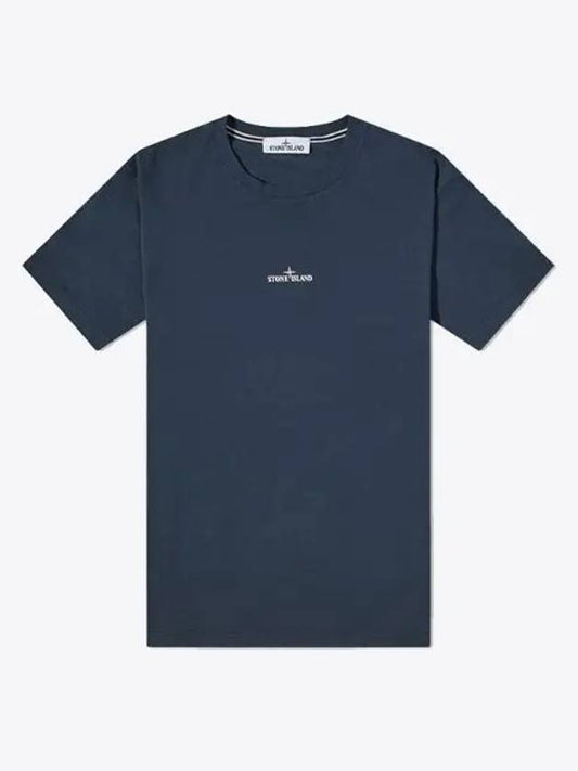 Tricromia Three Print Cotton Jersey T-Shirt Dark Blue - STONE ISLAND - BALAAN 2