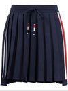 Side Stripe Dropback Mini Pleated Skirt Navy - THOM BROWNE - BALAAN 4