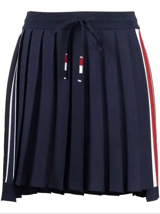 Side Stripe Dropback Mini Pleated Skirt Navy - THOM BROWNE - BALAAN 4