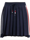 side three-color striped dropback mini pleated skirt navy - THOM BROWNE - BALAAN.