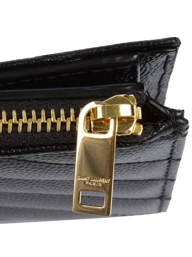 Cassandre Matelasse Grain De Poudre Embossed Leather Half Wallet Black - SAINT LAURENT - BALAAN 5