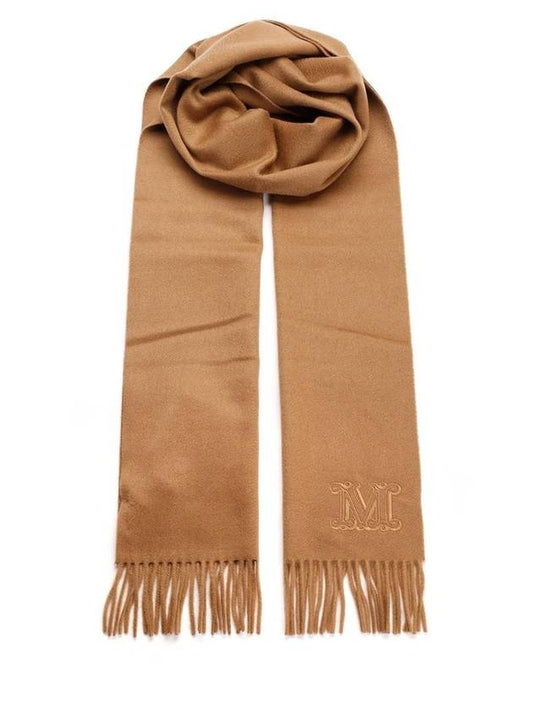 Wsdahlia Embroid M Logo Fringe Cashmere Muffler Camel - MAX MARA - BALAAN 1