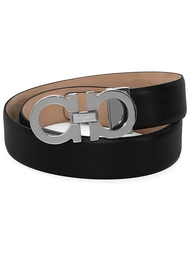 Reversible Gancini Leather Belt Black - SALVATORE FERRAGAMO - BALAAN 6