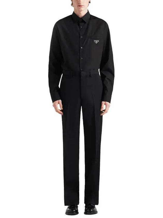 Cotton Long Sleeve Shirt Black - PRADA - BALAAN 3