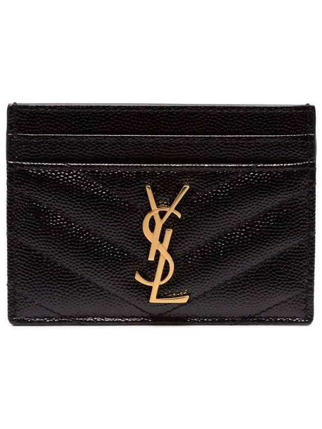 Gold Hardware Matelasse Caviar Leather Card Wallet Black - SAINT LAURENT - BALAAN 2