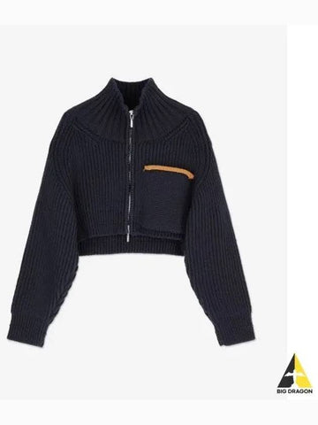 Jacquemus Le Arco Coat Zip up Knit Cardigan Navy 231KN1432243380SS23 - JACQUEMUS - BALAAN 1