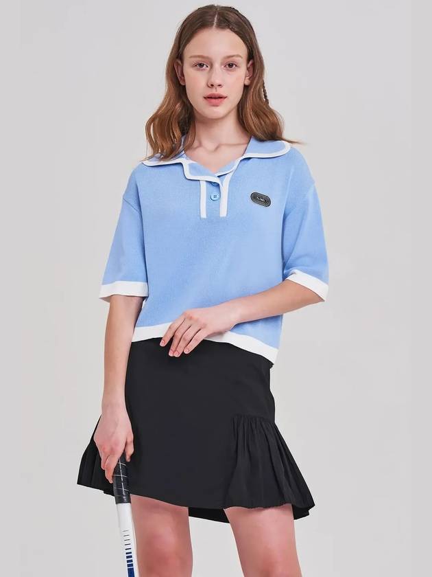 Collar neck color combination short sleeve T-shirt MK3SP090BLU - P_LABEL - BALAAN 10