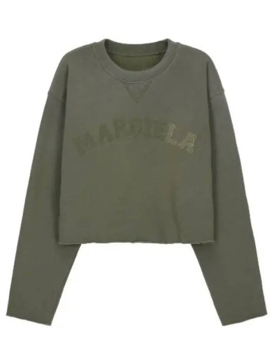 Logo Vintage Cropped Sweatshirt Olive T Shirt - MAISON MARGIELA - BALAAN 1