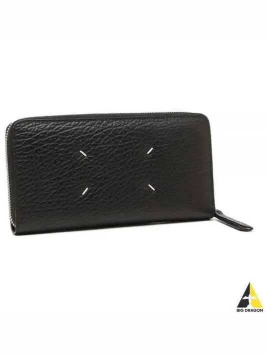 Stitched Grain Leather Zip Around Long Wallet Black - MAISON MARGIELA - BALAAN 2