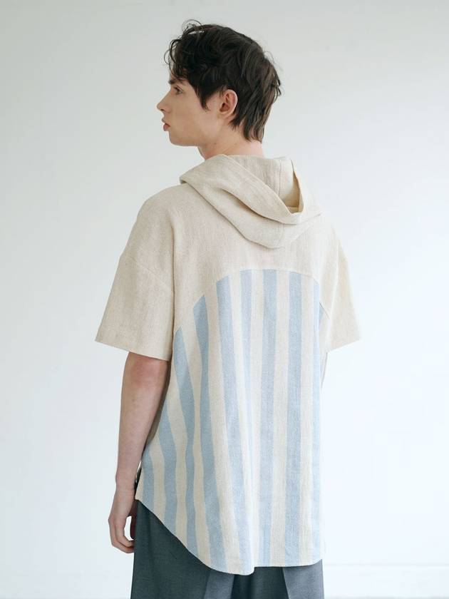 Linen Hoodie Short Sleeve T-Shirt Ivory - IFELSE - BALAAN 4