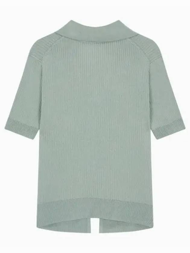 Jeans Short Sleeve Zip Polo Knit Top Green - CALVIN KLEIN - BALAAN 1