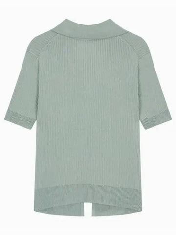 Jeans Short Sleeve Zip Polo Knit Top Green - CALVIN KLEIN - BALAAN 1