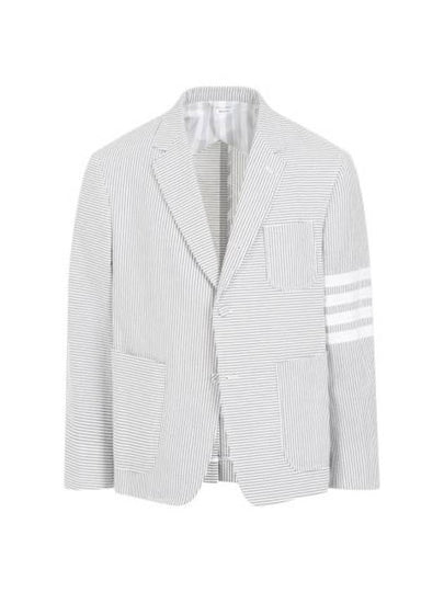 Striped Single Breasted Blazer Jacket Grey - THOM BROWNE - BALAAN 2