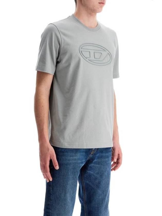 Embossed Oval D Short Sleeve T-Shirt Light Grey - DIESEL - BALAAN 3