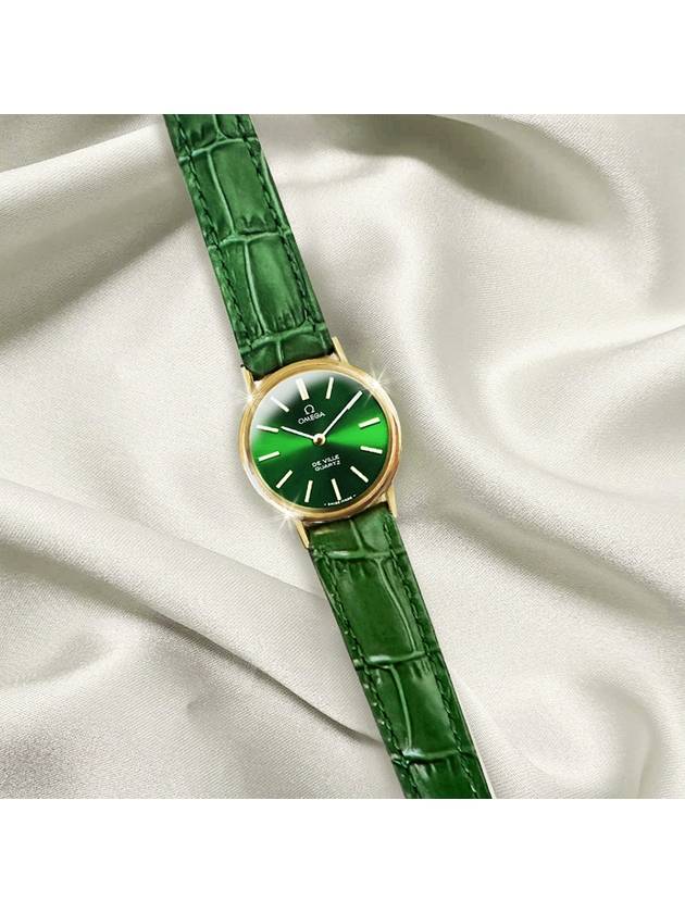 Deville Green Dial Women s Mini Quartz Leather Watch - OMEGA - BALAAN 7