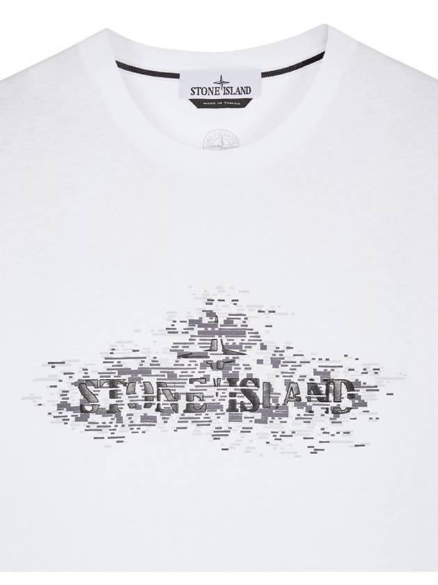 Institutional Two Print Short Sleeve T-Shirt White - STONE ISLAND - BALAAN 5