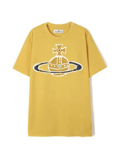 Women's Print Logo Short Sleeve T-Shirt Yellow - VIVIENNE WESTWOOD - BALAAN 1