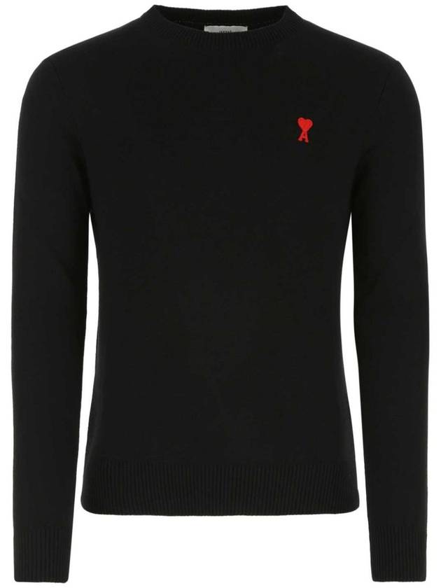 de Coeur Embroidery Crewneck Knit Top Black - AMI - BALAAN 3