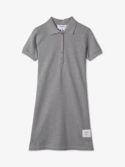 Classic Cotton Pique Center Back Stripe A-Line Short Sleeve Polo Shirt Short Dress Grey - THOM BROWNE - BALAAN 2