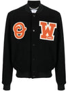 Men's OW Patch Varsity Jacket Black Orange - OFF WHITE - BALAAN 1